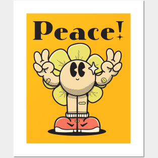 Peace, Flower Vintage Cartoon Posters and Art